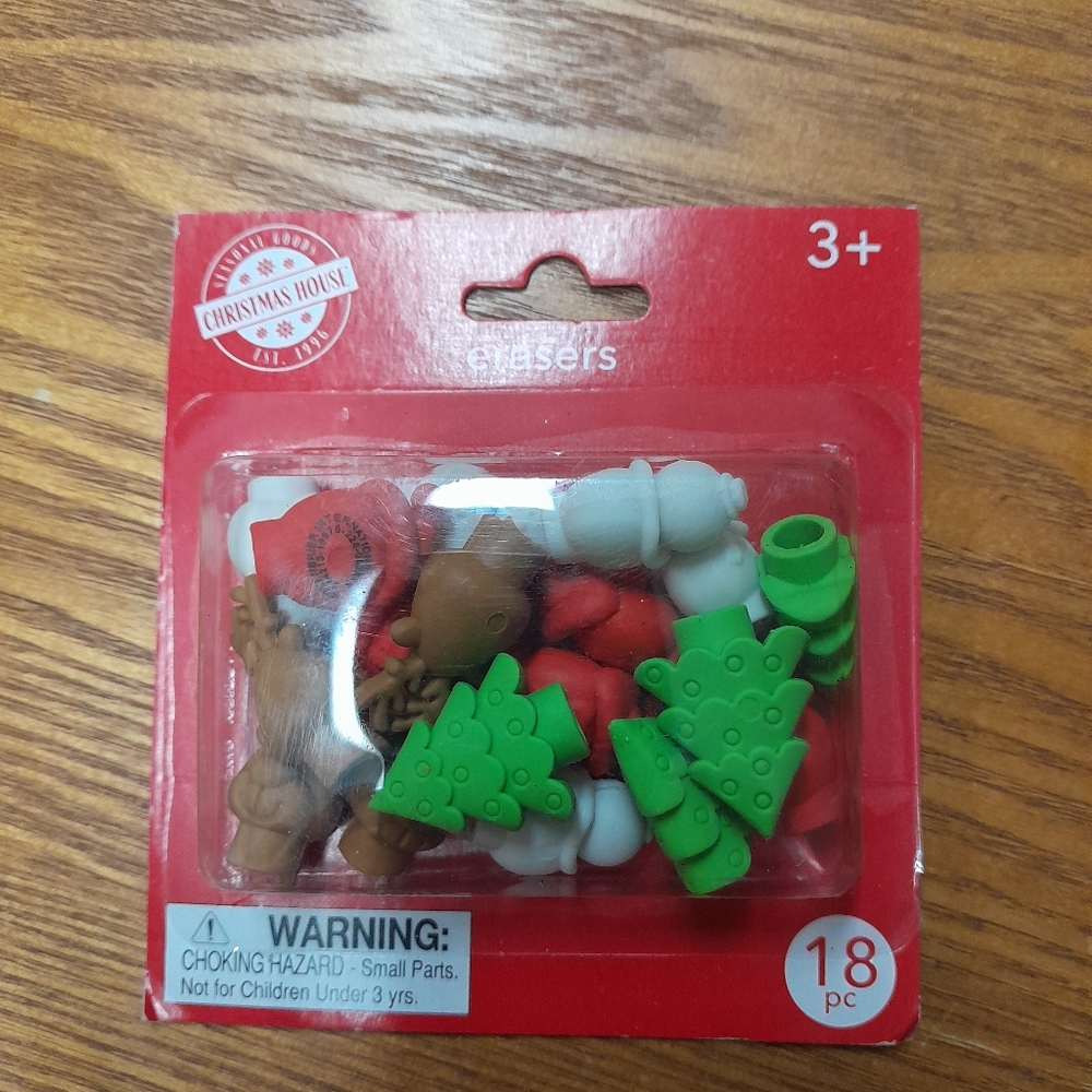 Holiday Christmas House Erasers - Red, Green, White NWT Size:OS  Greenbrier